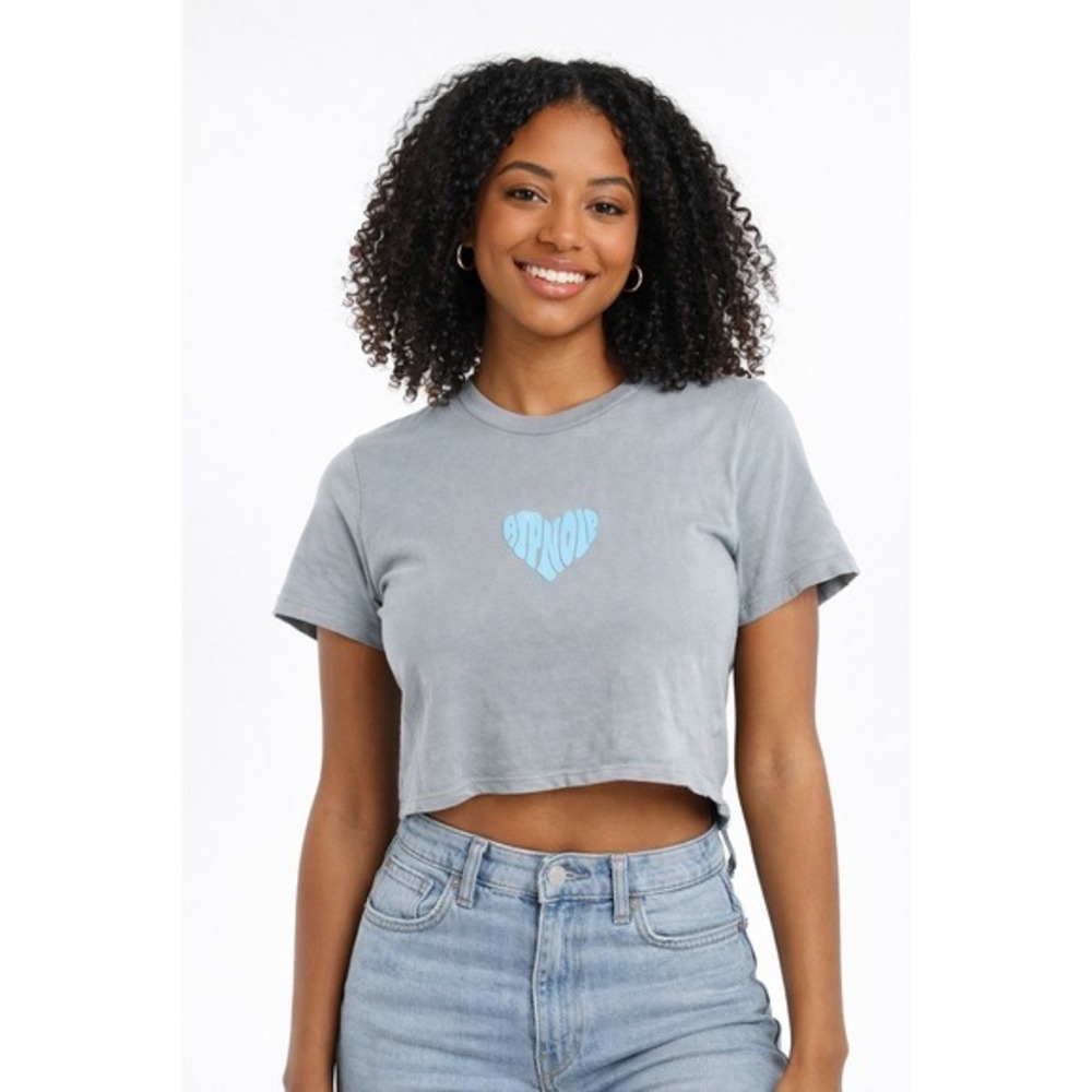 RIPNDIP Cropped Baby Tee Charcoal Gray Heart Logo XS